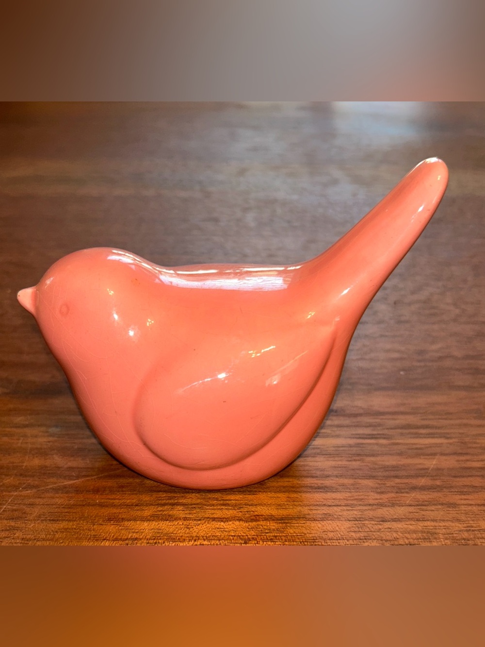 French Country Cottage Farm House Pink Glazed Ceramic Bird Figurine garden Decor